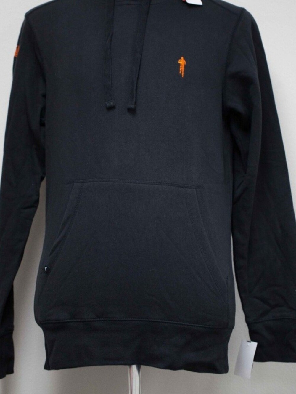Antigua Black Pullover Hoodie with Orange Embroidered Logo